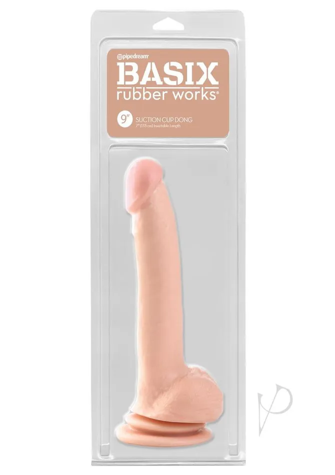 Basix Rubber Works Suction Cup Dong 9in Vanilla Basix Rubber Works Dildos