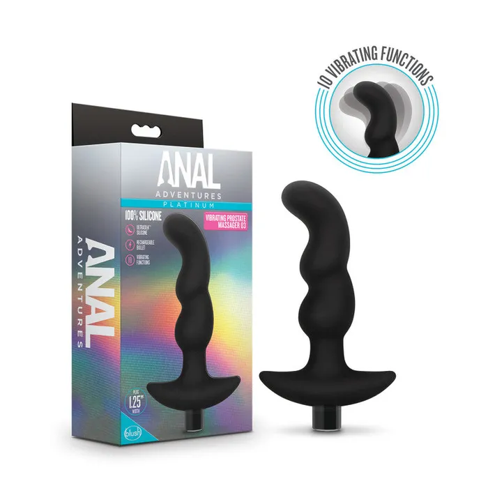 Blush Novelties Male Sex Toys Anal Adventures Platinum Vibrating Prostate Massager