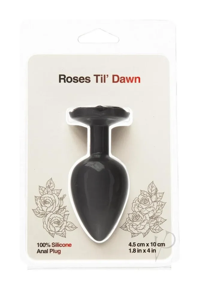 Bms Factory Roses Til Dawn Silicone Butt Plug Large Black Anal