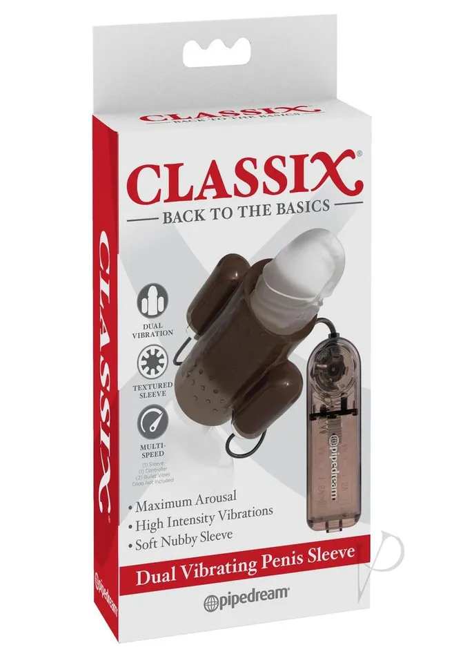 Classix Male Sex Toys Classix Dual Vibrating Textured Penis Sleeve with Wired Remote Control Smoke and Clear Classix Male Sex Toys Classix Dual Vibrating Textured Penis Sleeve with Wired Remote Control Smoke and Clear