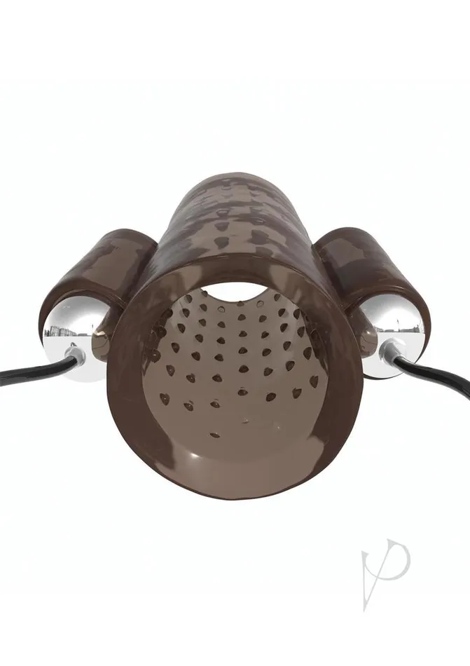 Classix Male Sex Toys Classix Dual Vibrating Textured Penis Sleeve with Wired Remote Control Smoke and Clear