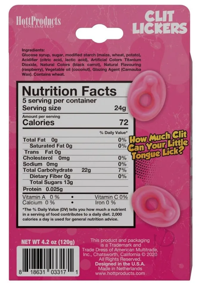 Clit Lickers Clit Shaped Gummies Strawberry Flavored Hott Products Vibrators