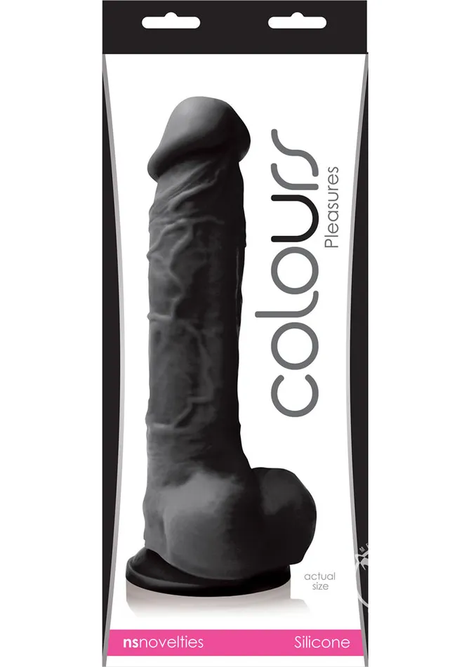 Colours Pleasures Silicone Dildo 8in Black Colours Dildos
