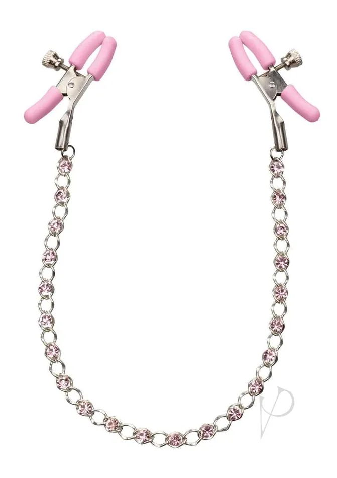 Couples Nipple Play Nipple Play Crystal Chain Nipple Clamps Pink Couples Nipple Play Nipple Play Crystal Chain Nipple Clamps Pink
