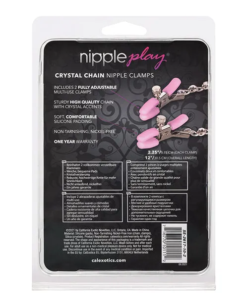 Couples Nipple Play Nipple Play Crystal Chain Nipple Clamps Pink Couples Nipple Play Nipple Play Crystal Chain Nipple Clamps Pink
