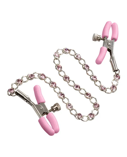 Couples Nipple Play Nipple Play Crystal Chain Nipple Clamps Pink Couples Nipple Play Nipple Play Crystal Chain Nipple Clamps Pink