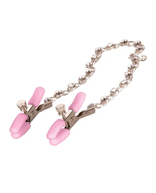 Couples Nipple Play Nipple Play Crystal Chain Nipple Clamps Pink Couples Nipple Play Nipple Play Crystal Chain Nipple Clamps Pink