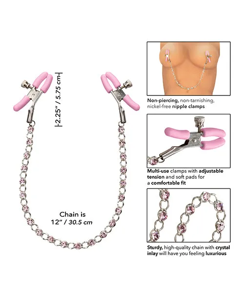 Couples Nipple Play Nipple Play Crystal Chain Nipple Clamps Pink Couples Nipple Play Nipple Play Crystal Chain Nipple Clamps Pink