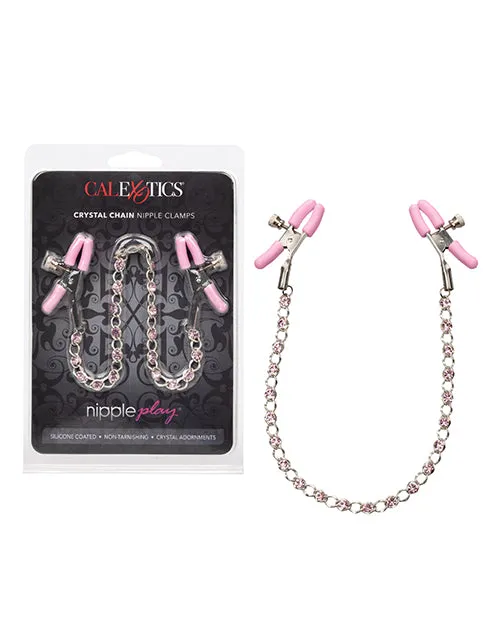 Couples Nipple Play Nipple Play Crystal Chain Nipple Clamps Pink Couples Nipple Play Nipple Play Crystal Chain Nipple Clamps Pink