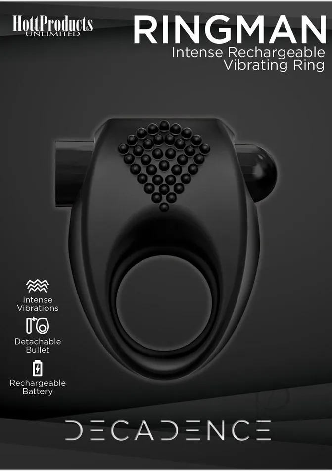 Decadence Decadence Ring Man Silicone Vibrating Cock Ring Black Couples