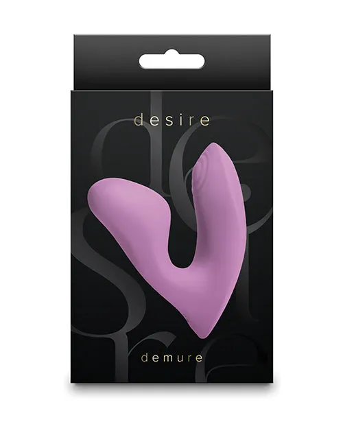 Desire Demure Rechargeable Silicone Wearable Dual Motor Vibrator with Clitoral Stimulator Lavender Desire Female Sex Toys Desire Demure Rechargeable Silicone Wearable Dual Motor Vibrator with Clitoral Stimulator Lavender Desire Female Sex Toys