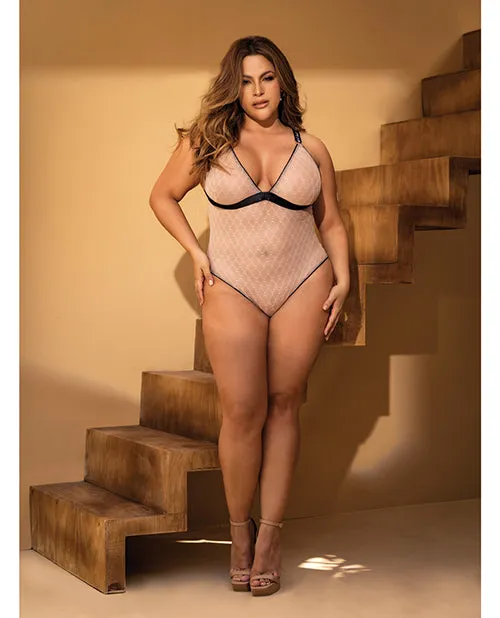 Diamond Mesh Bodysuit NudeBlack 3X4X Mapale Anal