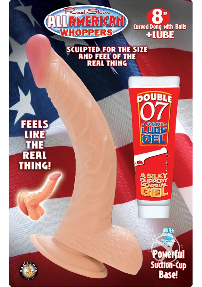Dildos All American Whoppers Curve Dildo with Balls 8in Vanilla Whoppers