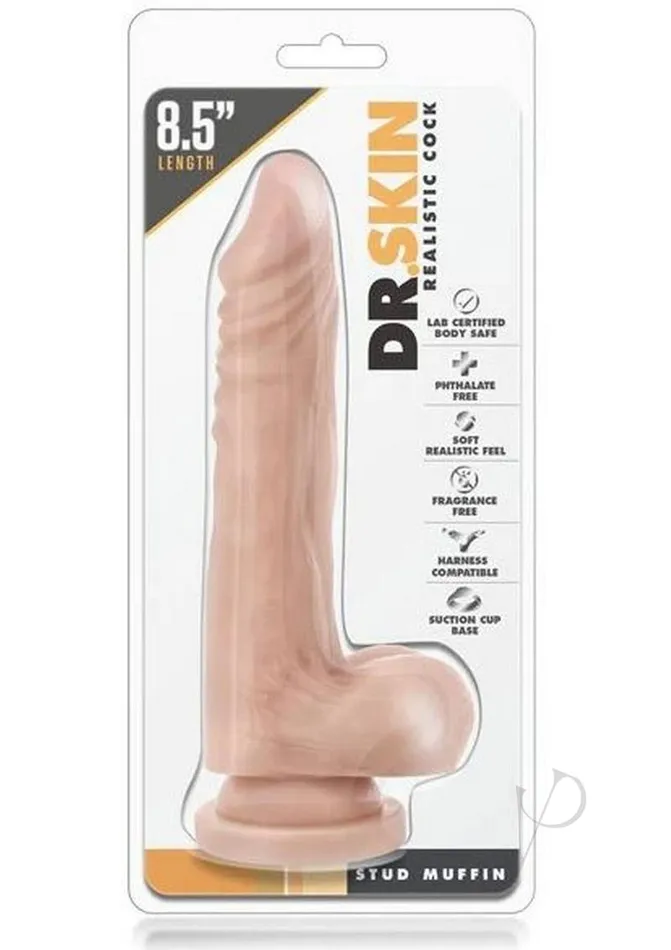 Dildos Dr Skin Dr Skin Silver Collection Stud Muffin Dildo 85in Vanilla