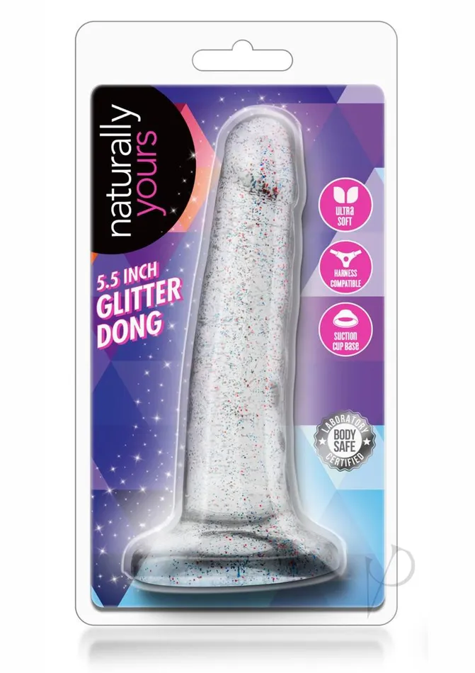 Dildos Naturally Yours Naturally Yours Glitter Dildo 55in Clear