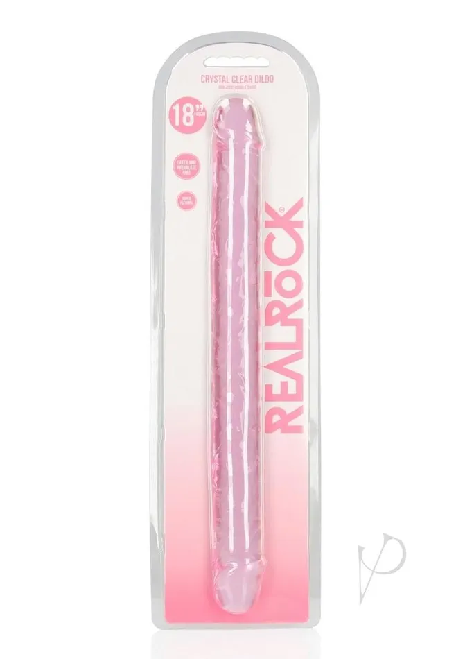 Dildos Real Rock RealRock Crystal Clear Double Dong 18in Pink