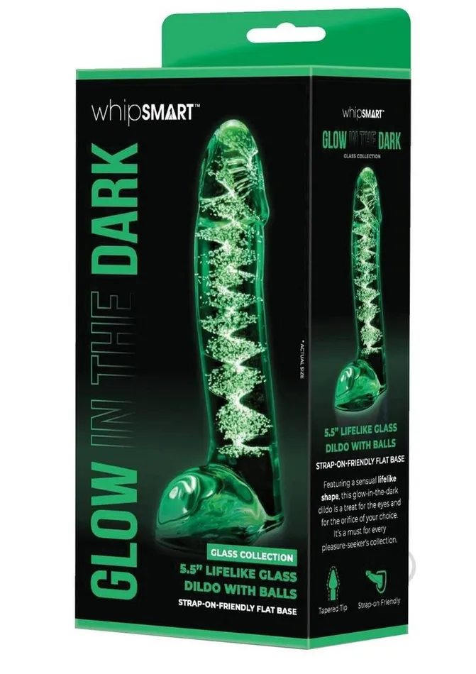 Dildos Whipsmart Lifelike Glass Dildo with Balls 55in Clear Whipsmart