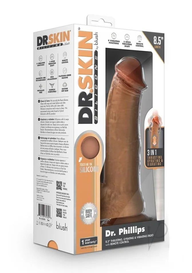 Dr Skin Platinum Collection Silicone Dr Phillips Rechargeable Thrusting Dildo with Remote Control 85in Caramel Dr Skin Female Sex Toys Dr Skin Platinum Collection Silicone Dr Phillips Rechargeable Thrusting Dildo with Remote Control 85in Caramel Dr Skin Female Sex Toys