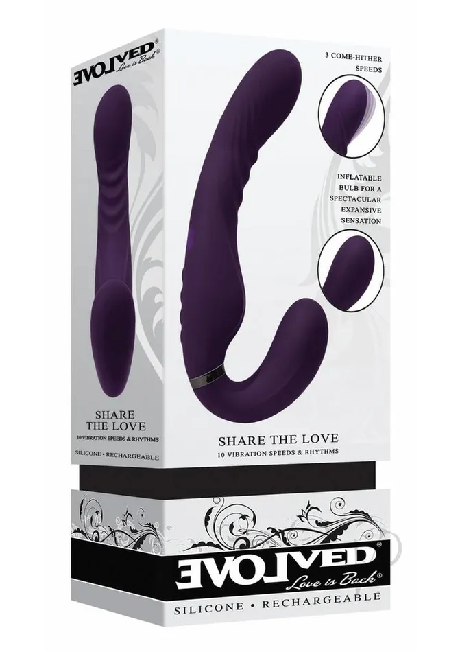 Evolved Female Sex Toys Share The Love Rechargeable Silicone StrapOn Purple Evolved Female Sex Toys Share The Love Rechargeable Silicone StrapOn Purple