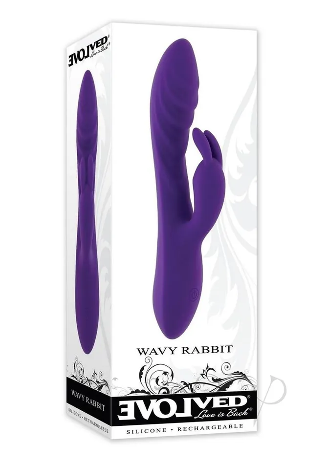 Evolved Vibrators Wavy Rabbit Rechargeable Silicone Dual Motor Rabbit Vibrator Purple Evolved Vibrators Wavy Rabbit Rechargeable Silicone Dual Motor Rabbit Vibrator Purple