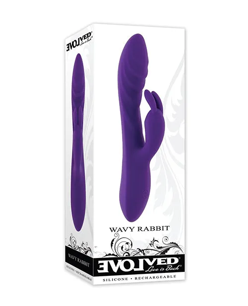 Evolved Vibrators Wavy Rabbit Rechargeable Silicone Dual Motor Rabbit Vibrator Purple