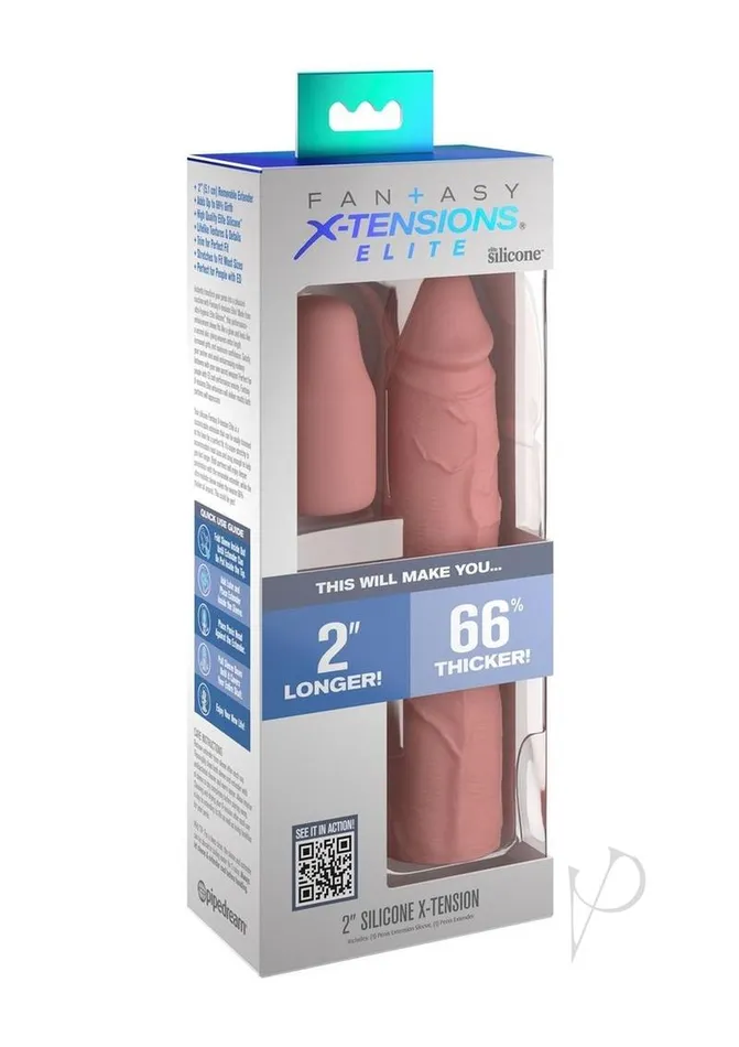 Fantasy XTensions Elite Silicone 8in Sleeve with 2in Plug Vanilla Fantasy X Tensions Male Sex Toys Fantasy XTensions Elite Silicone 8in Sleeve with 2in Plug Vanilla Fantasy X Tensions Male Sex Toys