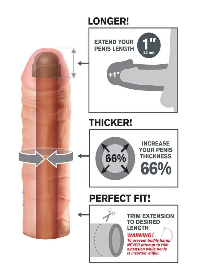 Fantasy XTensions Mega 1in Extension Sleeve 7in Vanilla Fantasy X Tensions Male Sex Toys