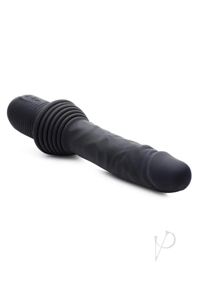 Female Sex Toys Master Series Master Series Vibrating and Thrusting Rechargeable Silicone Dildo Black