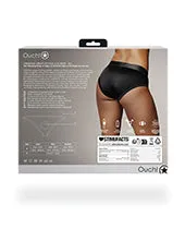 Female Sex Toys Ouch Ouch Vibrating StrapOn HighCut Brief with Rechargeable Bullet ML Black