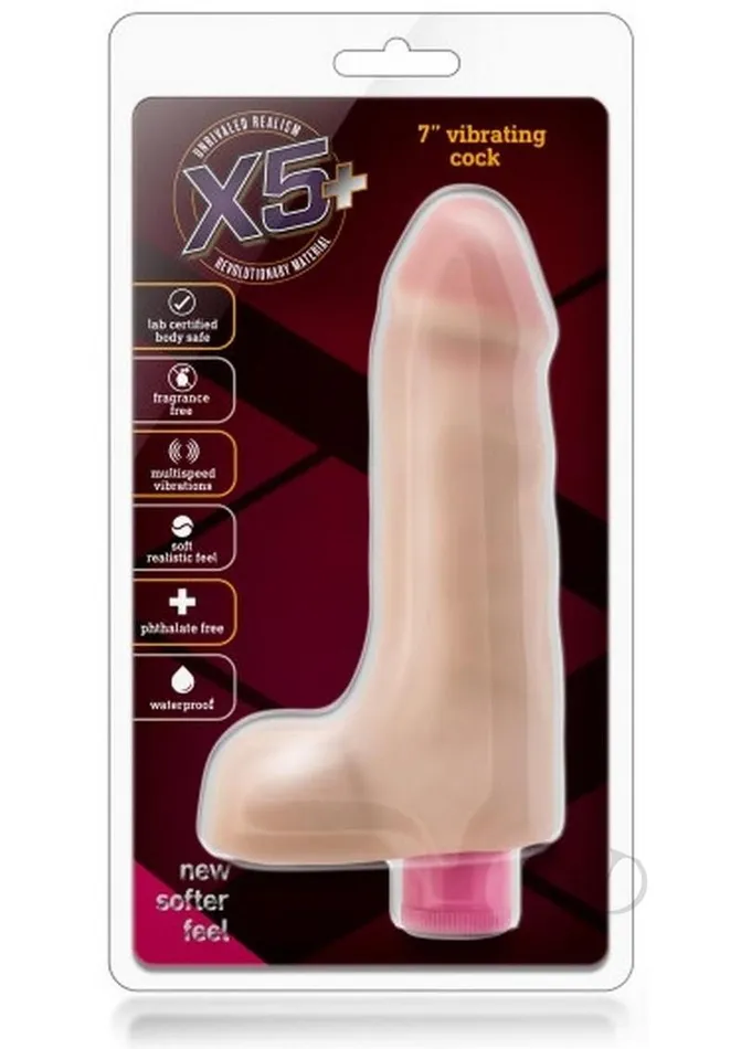 Female Sex Toys X5 Plus X5 Plus Vibrating Dildo with Balls 7in Vanilla