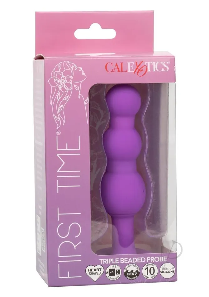 First Time Triple Beaded Silicone Rechargeable Probe Purple First Time Female Sex Toys First Time Triple Beaded Silicone Rechargeable Probe Purple First Time Female Sex Toys
