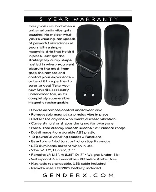 Gender X Gender X Our Undie Vibe Rechargeable Silicone Panty Vibe with Remote Control Black Female Sex Toys