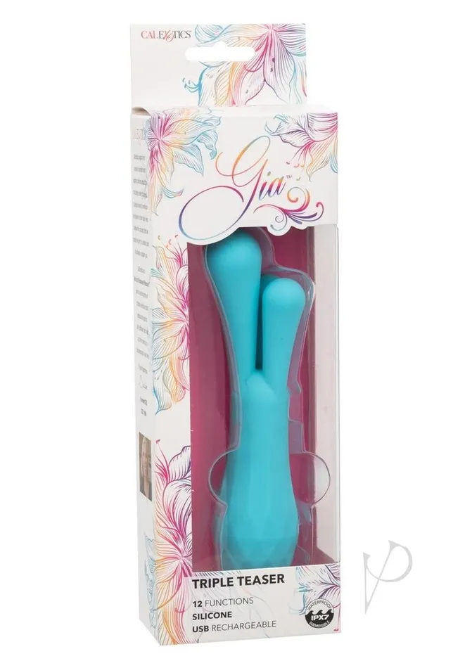 Gia Gia Triple Teaser Silicone Rechargeable Vibrator Blue Vibrators
