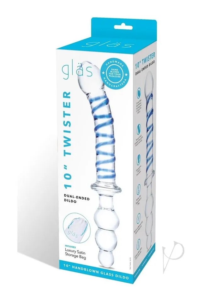 Glas Dildos Glas Twisted DualEnded Dildo 10in Clear