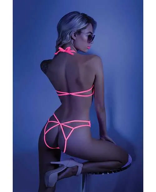Glow Black Light Halter Bodysuit wOpen Sides Neon Pink SM Glow By Fantasy Lingerie Dildos Glow Black Light Halter Bodysuit wOpen Sides Neon Pink SM Glow By Fantasy Lingerie Dildos