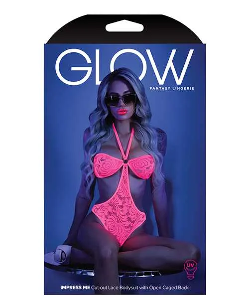Glow Black Light Halter Bodysuit wOpen Sides Neon Pink SM Glow By Fantasy Lingerie Dildos Glow Black Light Halter Bodysuit wOpen Sides Neon Pink SM Glow By Fantasy Lingerie Dildos