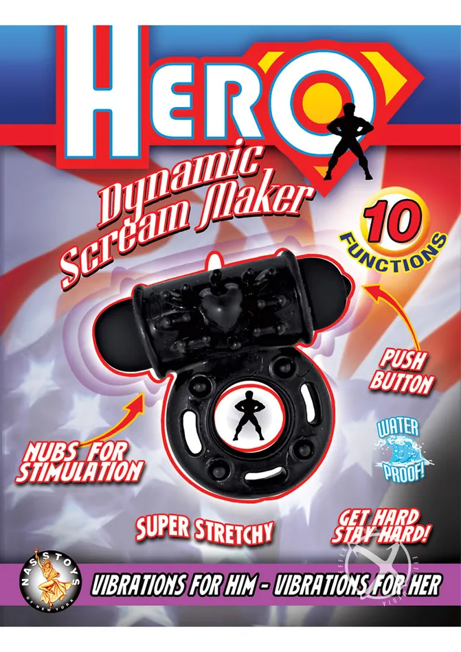 Hero Dynamic Scream Maker Vibrating Cock Ring Black Hero Couples