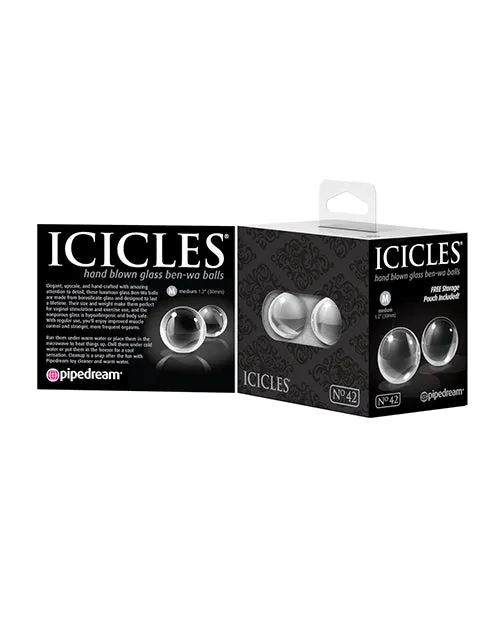 Icicles Icicles No 42 Glass BenWa Balls Medium Clear Dildos