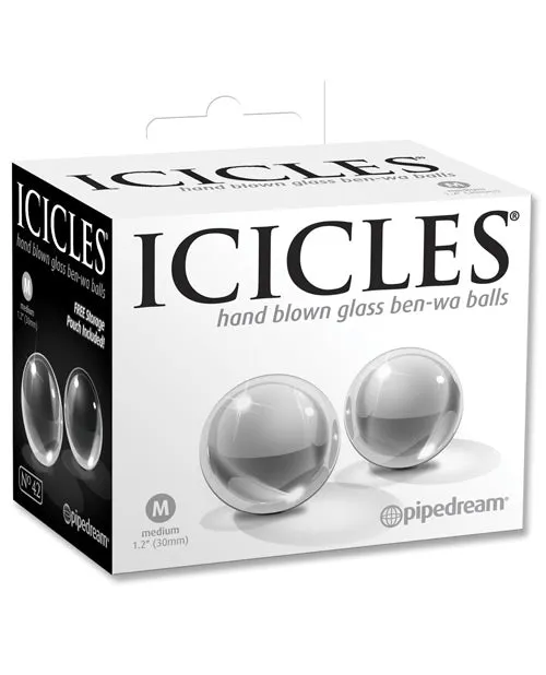 Icicles Icicles No 42 Glass BenWa Balls Medium Clear Dildos