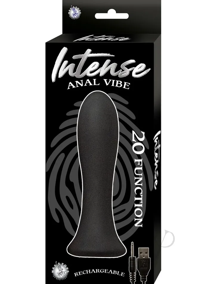 Intense Anal Vibe Silicone Rechargeable Vibrator Black Intense Anal