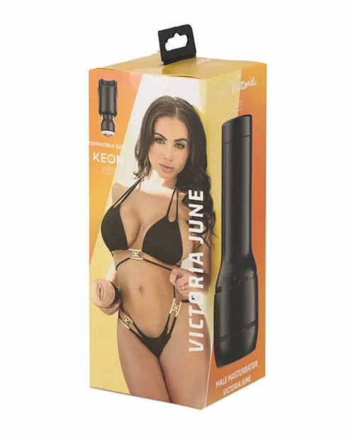Kiiroo Male Sex Toys Kiiroo Feel Victoria June Stroker Interactive Masturbator Pussy BlackVanilla