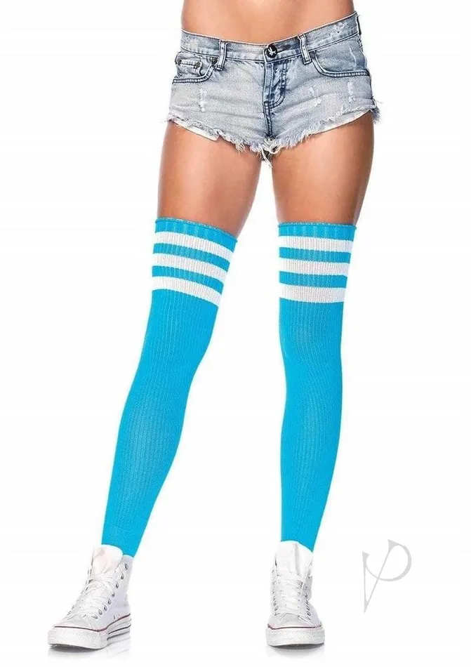Leg Avenue Vibrators Leg Avenue Athlete Thigh Hi with 3 Stripe Top OS Blue