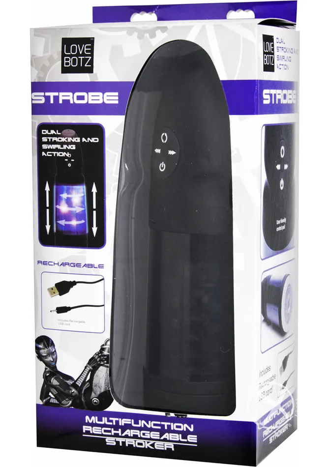 LoveBotz Strobe Multifunction Rechargeable Stroker Black Lovebotz Male Sex Toys LoveBotz Strobe Multifunction Rechargeable Stroker Black Lovebotz Male Sex Toys