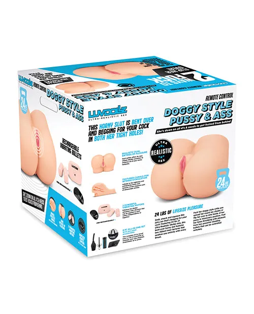 Luv Dollz LuvDollz Remote Controlled Doggy Style Vibrating Rechargeable Masturbator with Bullets and Remote Control Pussy and Ass Vanilla Male Sex Toys