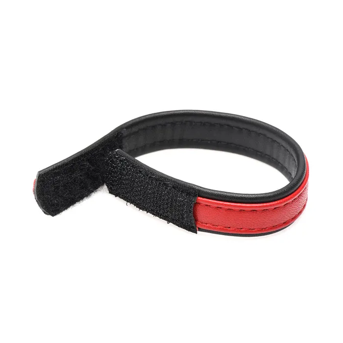 Male Sex Toys Strict Leather Red Leather Cock Ring with Velcro