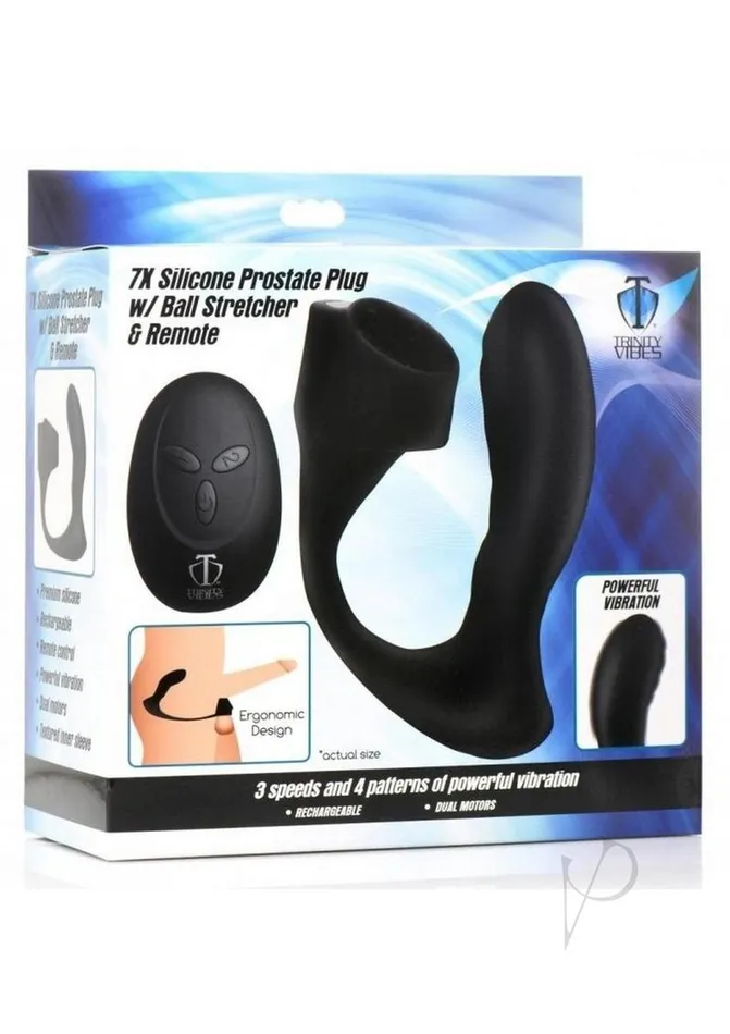 Male Sex Toys Trinity Men 7X Silicone Prostate Plug with Ball Stretcher and Remote Control Black Trinity Men Male Sex Toys Trinity Men 7X Silicone Prostate Plug with Ball Stretcher and Remote Control Black Trinity Men