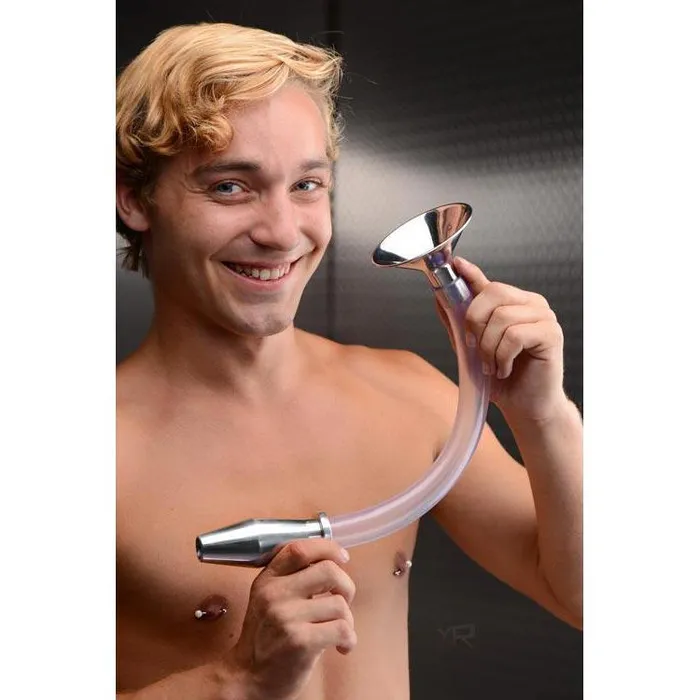 Master Series Male Sex Toys Stainless Steel Ass Funnel with Hollow Anal Plug