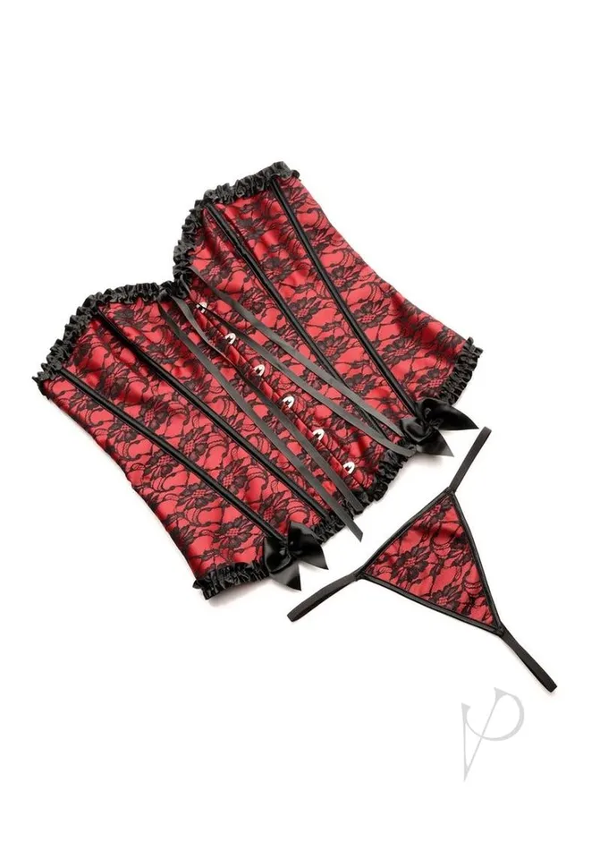 Master Series Scarlet Seduction Laceup Corset and Thong Medium RedBlack Master Series Anal