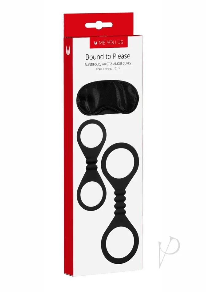 Me You Us Restraints ME YOU US Bound to Please Blindfold Silicone Wrist and Ankle Cuffs Black Me You Us Restraints ME YOU US Bound to Please Blindfold Silicone Wrist and Ankle Cuffs Black