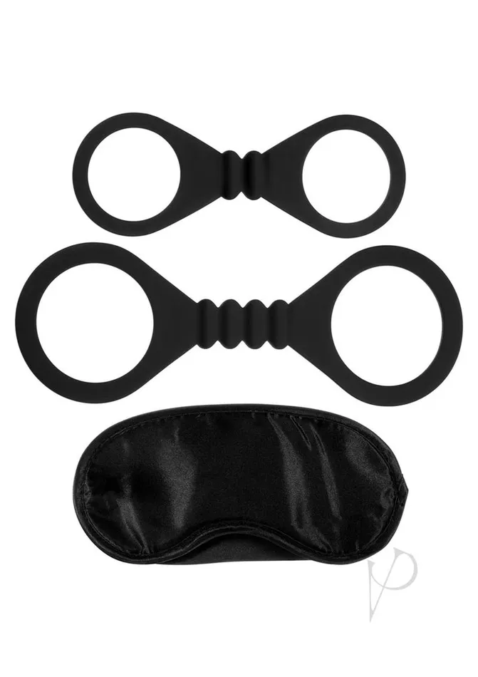 Me You Us Restraints ME YOU US Bound to Please Blindfold Silicone Wrist and Ankle Cuffs Black